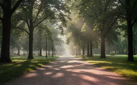 Ein sonnendurchfluteter Waldweg in einem Park, der zu körperlicher Aktivität in der Natur einlädt. - Foto: über boerse-global.de
