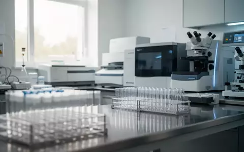 Ein steriler Labortisch mit medizinischen Analysegeräten in einer hellen, klinischen Umgebung. - Foto: über boerse-global.de
