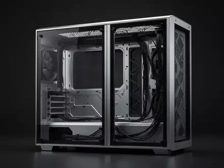 Ein minimalistisches, leeres PC-Gehäuse mit zwei Kammern in einer professionellen Studio-Umgebung. - Foto: über boerse-global.de