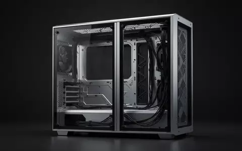 Ein minimalistisches, leeres PC-Gehäuse mit zwei Kammern in einer professionellen Studio-Umgebung. - Foto: über boerse-global.de