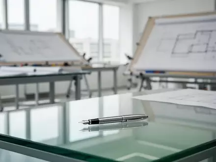 Ein modernes, helles Ingenieurbüro mit technischer Ausrüstung und Entwurfsplänen im Hintergrund. - Foto: über boerse-global.de