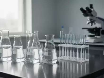 Ein steriler Labortisch mit Glasgefäßen und einem Mikroskop im Hintergrund, das den wissenschaftlichen Fortschritt in der medizinischen Forschung symbolisiert. - Foto: über boerse-global.de