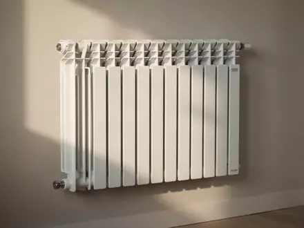 Ein weißer, moderner Heizkörper an einer schlichten Wand in einem hellen, aufgeräumten Wohnraum. - Foto: über boerse-global.de