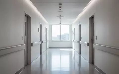 Ein heller, moderner Krankenhausflur mit minimalistischer Architektur und einfallendem Tageslicht. - Foto: über boerse-global.de