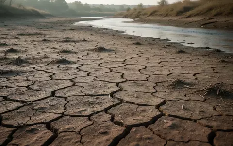Ein ausgetrocknetes, rissiges Flussbett verdeutlicht die anhaltende Trockenheit und die Notwendigkeit zum Wassersparen. - Foto: über boerse-global.de