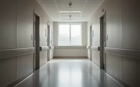 Ein heller, steriler Krankenhausflur in modernem Design ohne Personen oder Beschilderung. - Foto: über boerse-global.de