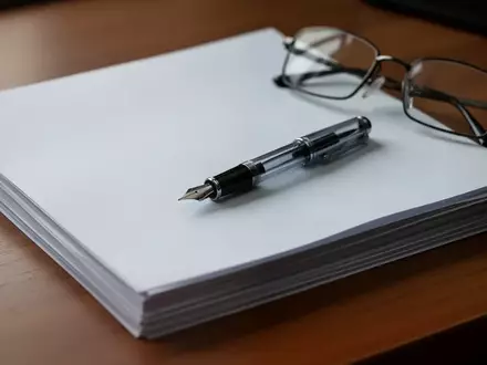 Symbolbild: Papierstapel, Füller und Brille auf dem Schreibtisch - Foto: über boerse-global.de