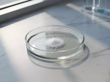Ein steriles Laborsetting mit einer Glasschale auf einer weißen Marmoroberfläche im sanften Tageslicht. - Foto: über boerse-global.de