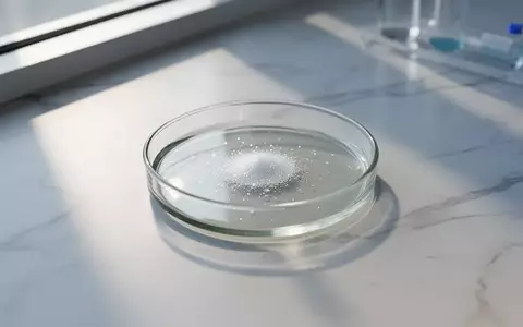 Ein steriles Laborsetting mit einer Glasschale auf einer weißen Marmoroberfläche im sanften Tageslicht. - Foto: über boerse-global.de