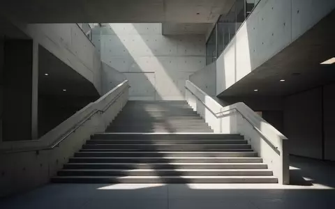 Architektonische Aufnahme eines modernen, leeren Treppenhauses in einem öffentlichen Gebäude bei natürlichem Licht. - Foto: über boerse-global.de