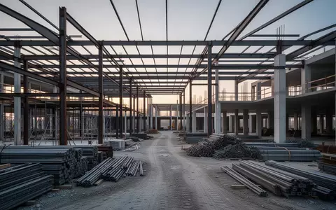 Eine moderne Baustelle mit Stahlgerüsten und Betonstrukturen in der Abenddämmerung. - Foto: über boerse-global.de