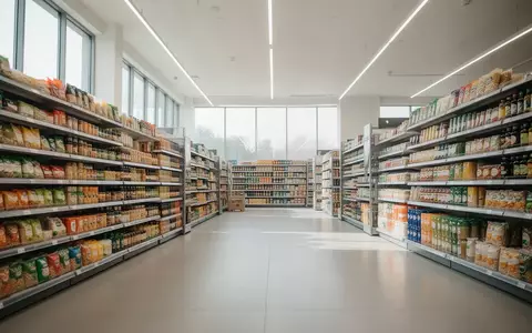 Ein moderner, heller Supermarkt mit ordentlichen Regalen und breiten Gängen ohne Personen. - Foto: über boerse-global.de