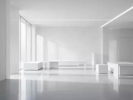 Ein minimalistisch gestalteter, heller Raum mit weißen Oberflächen und klaren architektonischen Linien ohne sichtbare Geräte. - Foto: über boerse-global.de