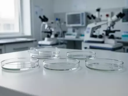 Sterile Laborumgebung mit Petrischalen auf einer weißen Oberfläche in einem Krankenhaus. - Foto: über boerse-global.de