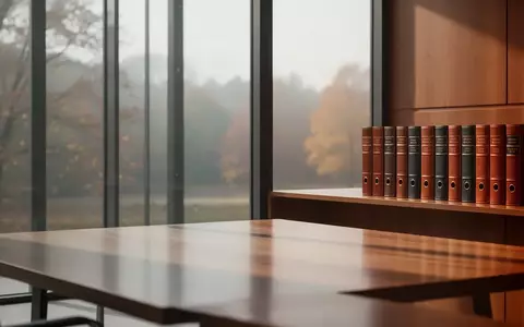 Ein minimalistisch eingerichtetes, helles Büro in einer Justizbehörde mit Blick auf eine ruhige Landschaft. - Foto: über boerse-global.de