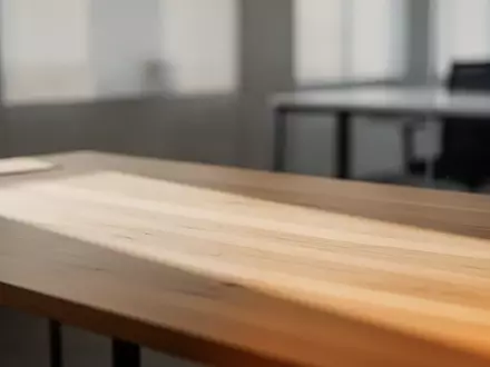 Ein minimalistischer, heller Schreibtischbereich in einem modernen Büro mit sanftem Tageslicht und neutralem Hintergrund. - Foto: über boerse-global.de