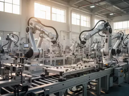 Moderne, automatisierte Produktionslinie in einer hellen Industriehalle. - Foto: über boerse-global.de