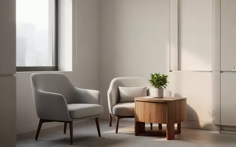 Ein minimalistisch eingerichteter, heller Behandlungsraum mit einem Sessel und einer Pflanze in natürlichem Licht. - Foto: über boerse-global.de