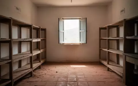 Ein leerer Lagerraum in einer ländlichen Gesundheitsstation mit Sonnenlicht, das durch ein Fenster fällt. - Foto: über boerse-global.de