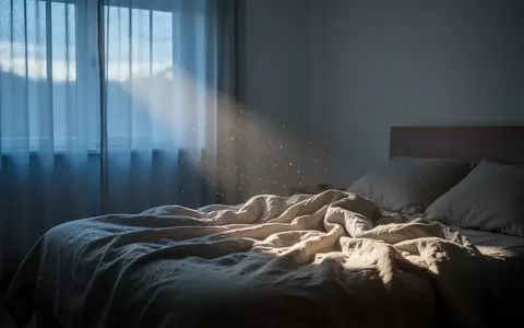 Ein ungemachtes Bett in einem ruhigen Schlafzimmer im sanften Licht der Morgendämmerung. - Foto: über boerse-global.de
