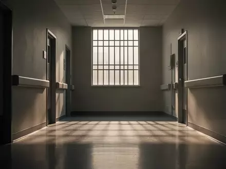 Ein leerer, steriler Flur in einer psychiatrischen Klinik mit einfallendem Tageslicht und langen Schatten. - Foto: über boerse-global.de