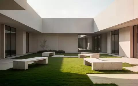 Moderner Innenhof mit minimalistischer Architektur und gepflegten Grünflächen als Symbol für ein stabiles Versorgungsumfeld. - Foto: über boerse-global.de