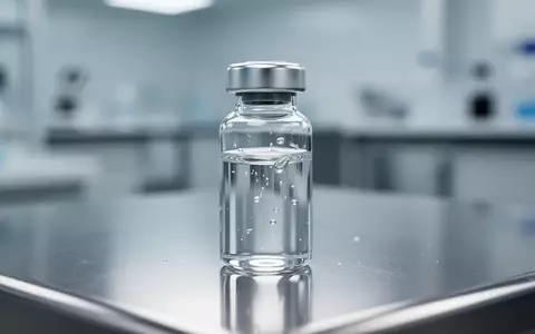 Ein steriles Laborglas mit einer Flüssigkeit auf einer Edelstahloberfläche als Symbol für biotechnologische Zellforschung. - Foto: über boerse-global.de