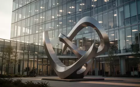 Moderne BĂŒroarchitektur mit Metallskulptur vor einem FirmengebĂ€ude. - Foto: ĂŒber boerse-global.de