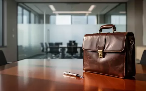 Ein moderner Konferenzraum mit einem Lederaktentasche und einem FĂŒllfederhalter auf einem Holztisch. - Foto: ĂŒber boerse-global.de