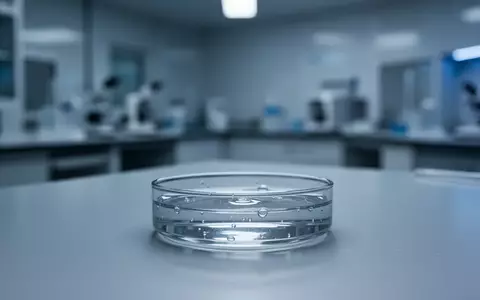 Ein steriler Labortisch mit einer Glasschale vor einem unscharfen Hintergrund in einer klinischen Forschungsumgebung. - Foto: ĂĽber boerse-global.de
