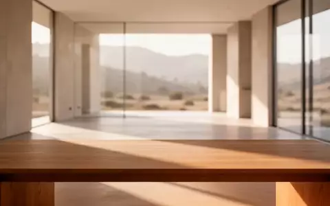 Ein minimalistischer, leerer Schreibtisch in einem modern gestalteten, hellen Raum mit sanftem Lichteinfall. - Foto: über boerse-global.de