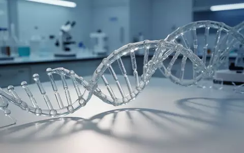 Eine gläserne DNA-Doppelhelix auf einer sterilen Laboroberfläche, die die biologischen Grundlagen genetischer Forschung symbolisiert. - Foto: über boerse-global.de