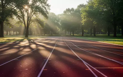 Eine leere Laufbahn in einem Park im morgendlichen Sonnenlicht. - Foto: über boerse-global.de