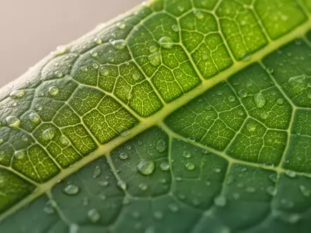 Nahaufnahme der zellulären Struktur eines grünen Blattes als Symbol für biologische Prozesse und Stoffwechsel. - Foto: über boerse-global.de