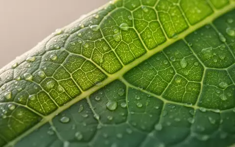 Nahaufnahme der zellulären Struktur eines grünen Blattes als Symbol für biologische Prozesse und Stoffwechsel. - Foto: über boerse-global.de