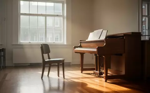 Ein minimalistischer Musikraum mit einem Klavier und einem leeren Stuhl in hellem, natürlichem Licht. - Foto: über boerse-global.de