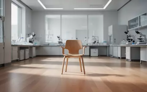Ein minimalistischer, heller Laborraum mit einem einzelnen leeren Holzstuhl vor einer neutralen Wand. - Foto: über boerse-global.de