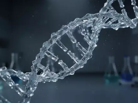 Eine abstrakte, leuchtende Darstellung einer DNA-Doppelhelix in einer wissenschaftlichen Laborumgebung. - Foto: über boerse-global.de