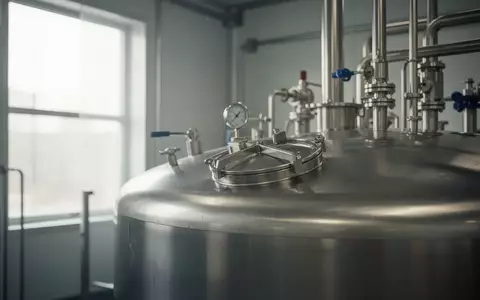 Edelstahltank einer industriellen Fermentationsanlage in einer hellen, modernen Produktionsumgebung - Foto: über boerse-global.de
