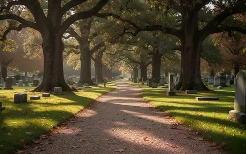 Ein von Bäumen gesäumter Kiesweg auf einem gepflegten Friedhof an einem sonnigen Herbsttag. - Foto: über boerse-global.de