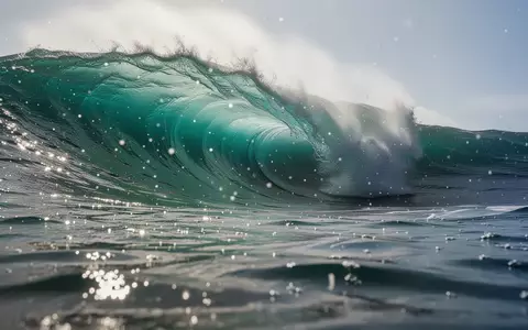 Eine gewaltige, brechende Welle vor der Küste von Teahupo'o auf Tahiti bei hellem Tageslicht. - Foto: über boerse-global.de