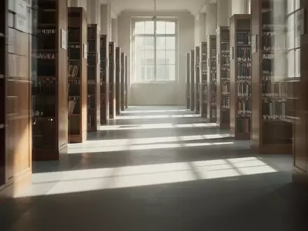 Ein sonnendurchfluteter Korridor in einer Bibliothek mit langen Schatten, der die Komplexität des menschlichen Gedächtnisses symbolisiert. - Foto: über boerse-global.de