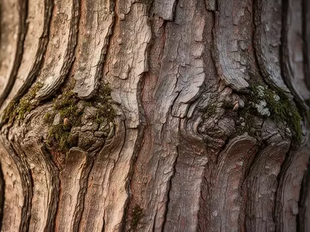 Nahaufnahme der strukturierten Rinde eines Magnolienbaums mit Moosbewuchs bei natĂŒrlichem Tageslicht. - Foto: ĂŒber boerse-global.de