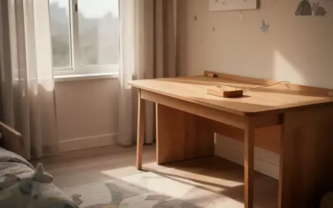 Ein aufgeräumter, sonnendurchfluteter Kinderschreibtisch mit einer leeren Ladestation in einem ruhigen Zimmer. - Foto: über boerse-global.de