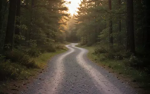 Ein gewundener Kiesweg, der sich durch einen ruhigen Wald schlängelt. - Foto: über boerse-global.de