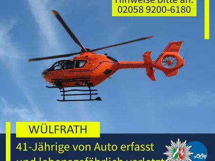 POL-ME: 41-jährige Fußgängerin von Auto angefahren und lebensgefährlich verletzt - 2610008 - Foto: presseportal.de