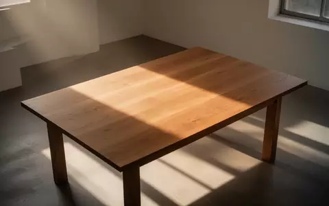 Ein minimalistischer, leerer Holztisch in einem hellen Raum mit sanftem Lichteinfall, der eine Atmosphäre der Ruhe und Besonnenheit vermittelt. - Foto: über boerse-global.de