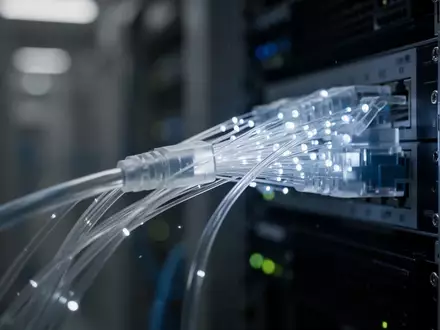 Ein Glasfaserkabel in einer industriellen Umgebung, das den digitalen Datenaustausch und die Netzwerkkonnektivität symbolisiert. - Foto: über boerse-global.de