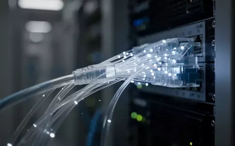 Ein Glasfaserkabel in einer industriellen Umgebung, das den digitalen Datenaustausch und die Netzwerkkonnektivität symbolisiert. - Foto: über boerse-global.de