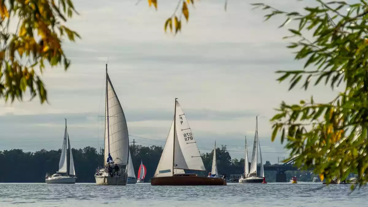 Segelboote sind bei herbstlichem Wetter auf dem Templiner See in Potsdam unterwegs. - Bild: Georg-Friedrich Moritz/dpa